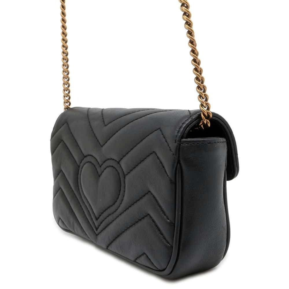 Gucci GG Leather Marmont Black Bag Chain Shoulder